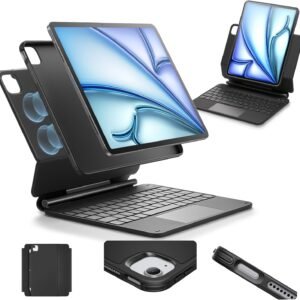 ESR iPad Air 11 Inch Case with Keyboard (M3,2025/M2,2024) & iPad Pro 11/Air 5/4 Gen Keyboard, Easy-Set Magnetic Stand, Portrait/Raised Modes, with Removable Protective Case, Black【NOT for Pro 11 M4】