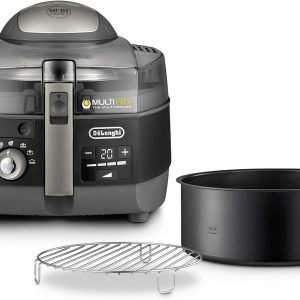De'Longhi- Air Fryer, Multi Fry, Viewing Window, Adjustable Thermostat, Removable Timer, Multi Cooker Grilling, Broiling, Roast, Bake, Black & Grey, 2200 Watts, 1.5 Kg, FH1396/1.BK
