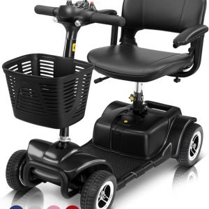 Vive 4 Wheel Mobility Scooter - Electric Powered Wheelchair Device - Compact Heavy Duty Mobile for Travel, Adults, Elderly - Long Range Power Extended Battery with Charger & Basket