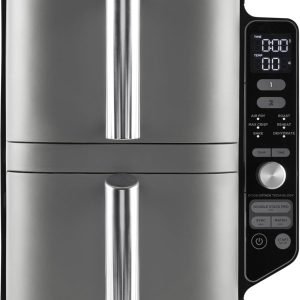 Summer Surprises Limited-Time & Limited-Quantity Deal：Ninja Double Stack XL Air Fryer, Vertical Dual Drawer Air Fryer with 4 cooking levels, 2 Drawers and 2 Racks, Space Saving Design, 9.5L Capacity, 6 Cooking Functions, 8 Portions, Grey SL400ME